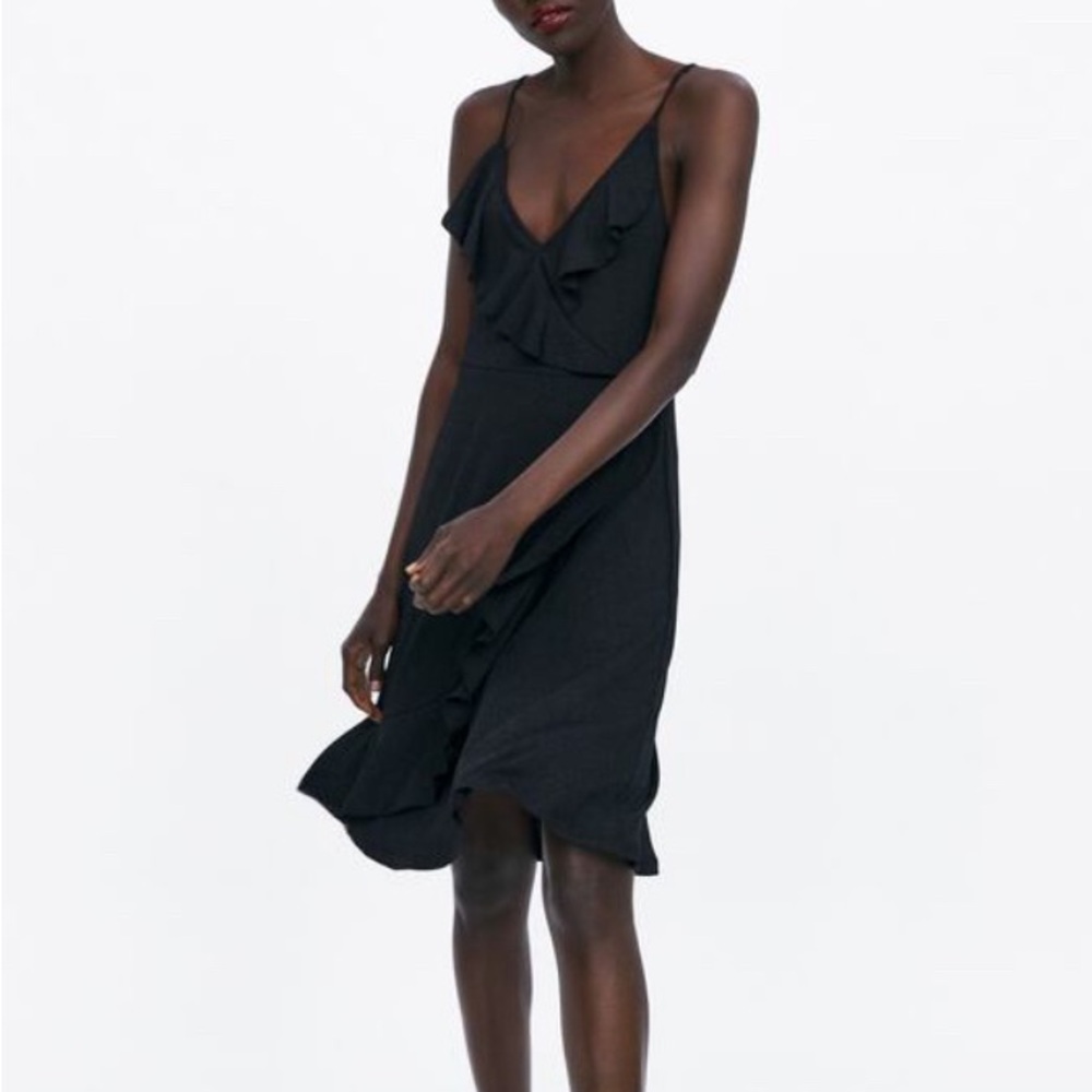 Zara strappy ruffle dress, black size small
